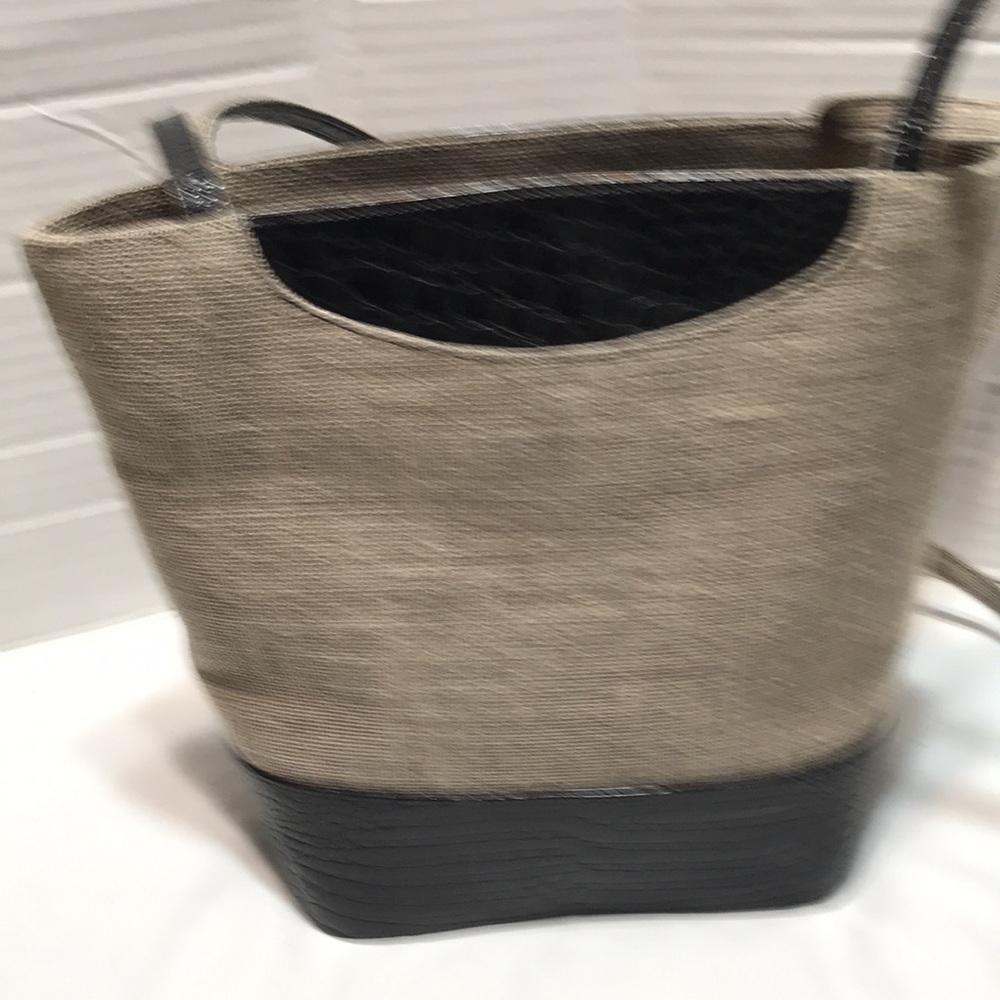Retta Wollfe genuine alligator and cloth made in Italy shoulder bucket bag.